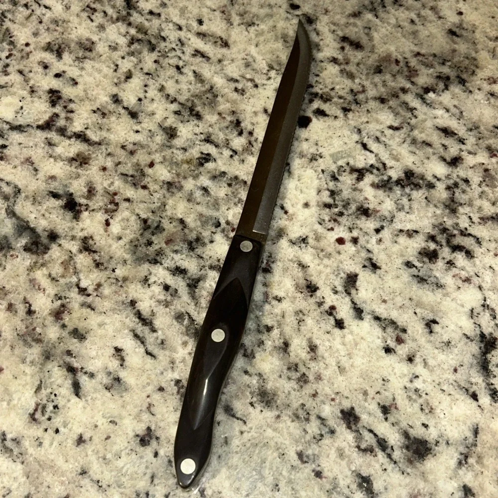CUTCO Carving Set 1729 KJ Petite‎ Carver Knife Dark Brown Handle Serrated J6